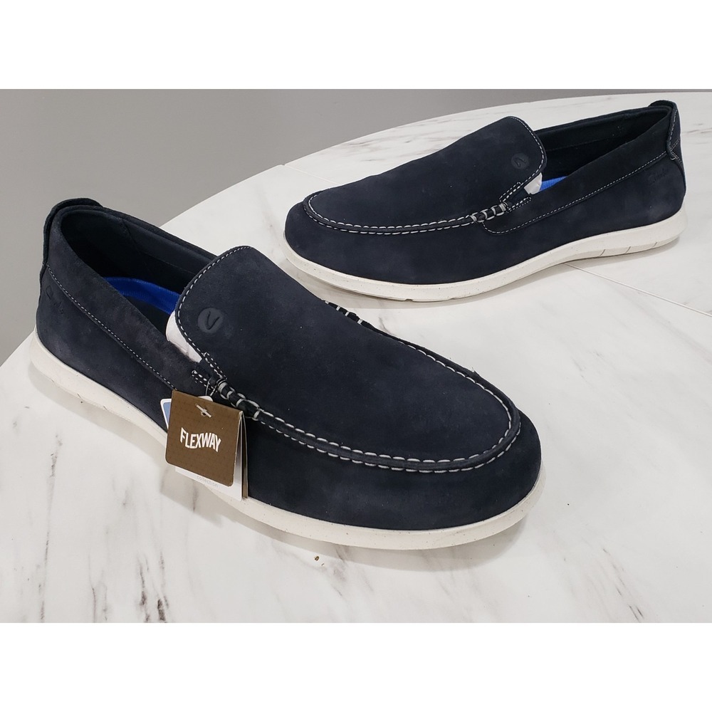 NEW NO BOX - Size 11.5 WIDE‎ CLARKS Men's Flexway Step Light Navy Suede 26176955